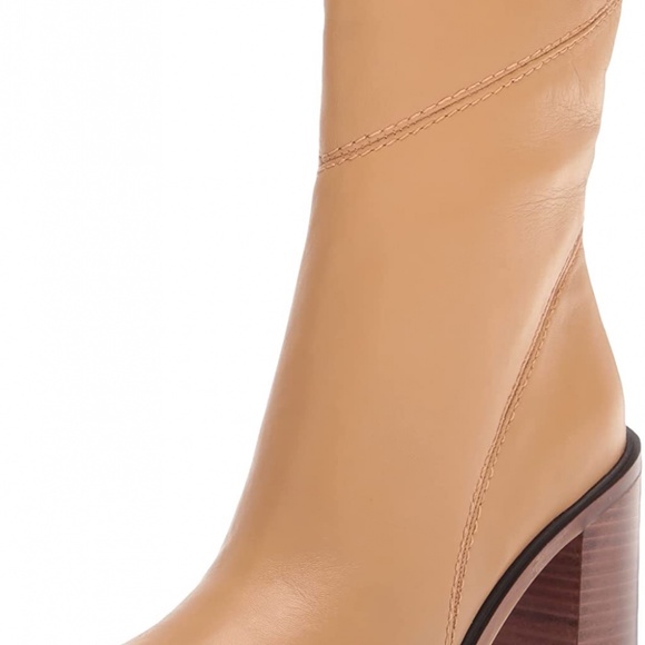 Franco Sarto Leather Side Zip Mid Boot Stevie Camel - 8.5 - Picture 2 of 6